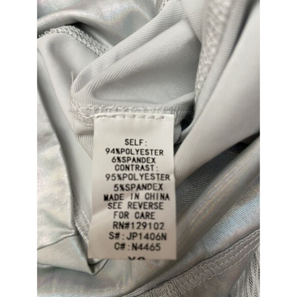 Silver High Waist Leggings Sz XS Yoga Pants Mesh Inserts Athletic Gym Exercise - Picture 6 of 8